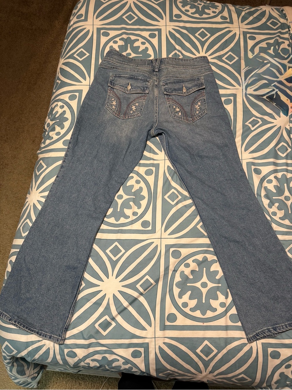 Hollister Light Blue Bootcut Jeans with Embroidered Back Pockets